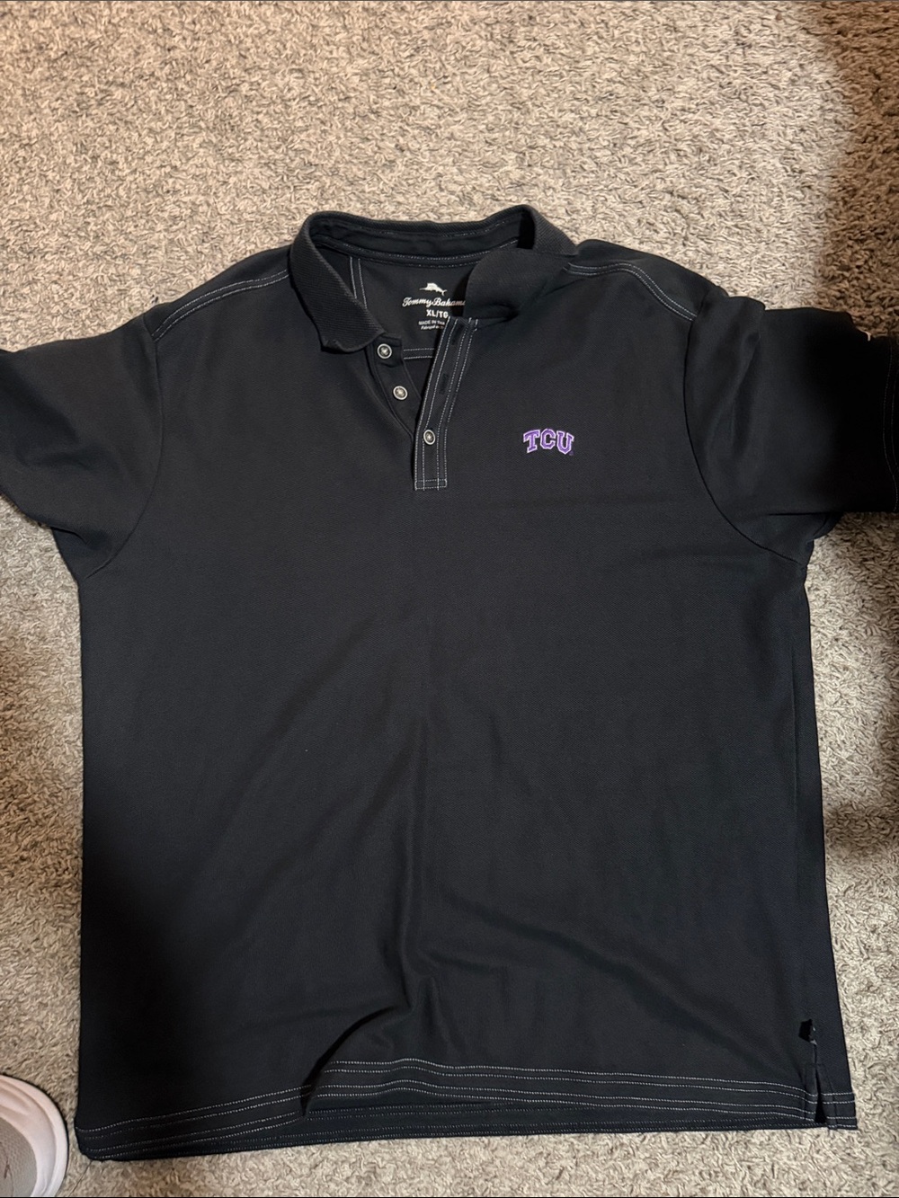 TCU Embroidered Black Polo Shirt - Classic Short Sleeve